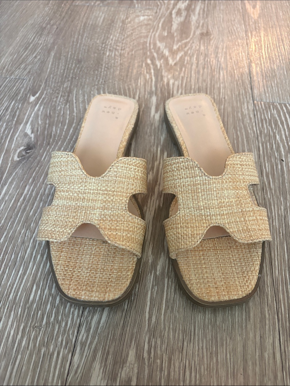 a new day Natural Tan Woven Slide Mules